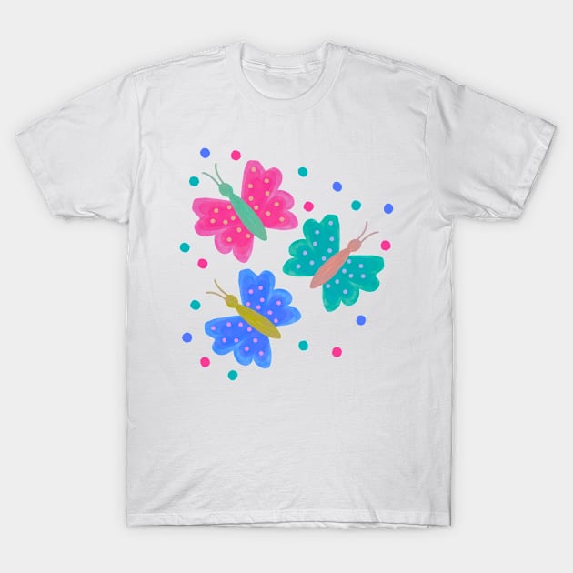 Fluttering rainbow Butterflies T-Shirt by FrancesPoff